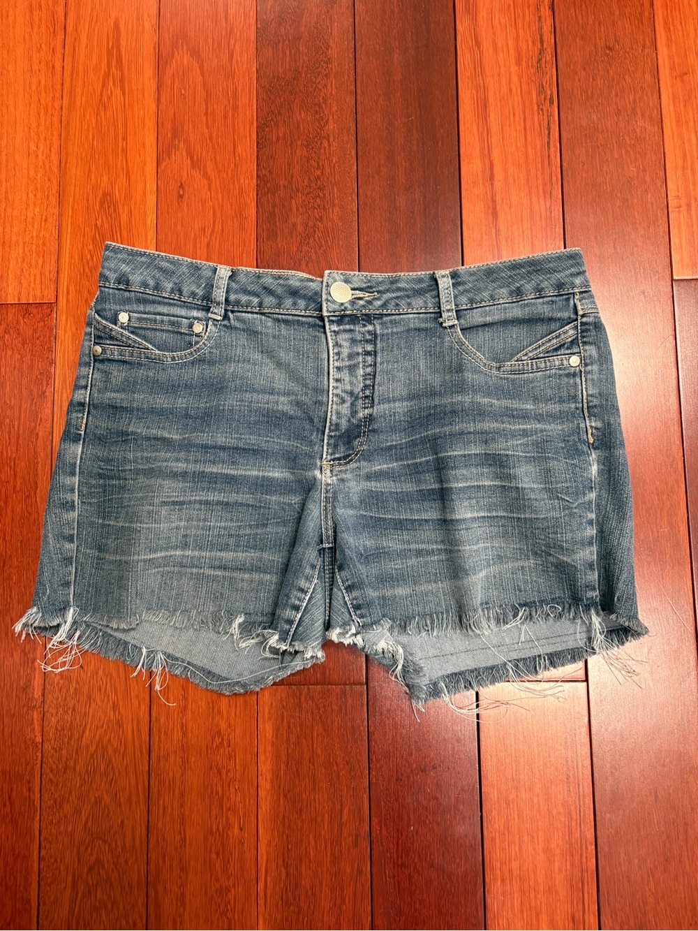 Denver Hayes Distressed Denim Jean Shorts in Faded Blue